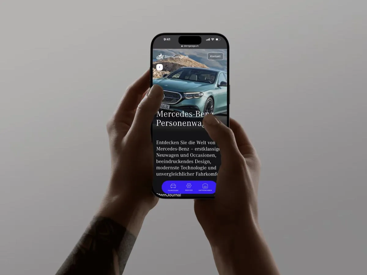 Sterngarage, Startseite mobil