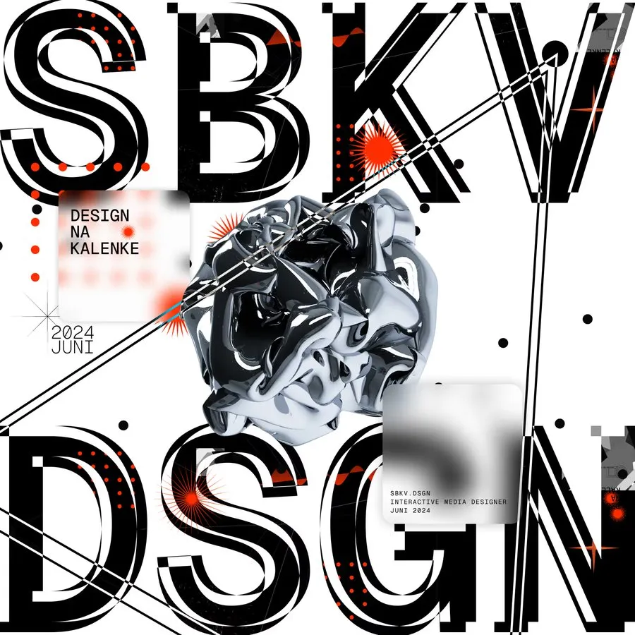SBKV DSGN, schwarz-weisses Typo-Poster mit einer Chromform